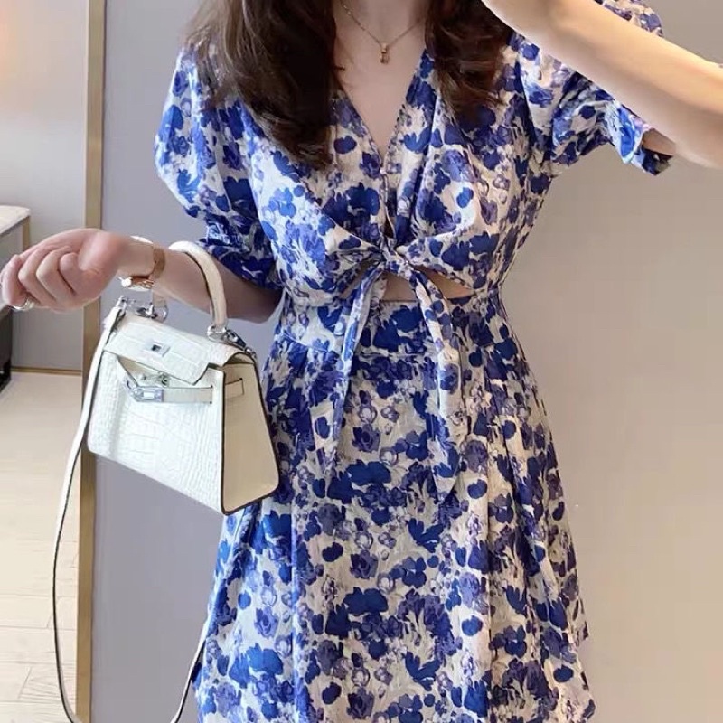 Váy hoa tay bồng, váy hoa nhí dễ thương xinh xắn BiiNoo