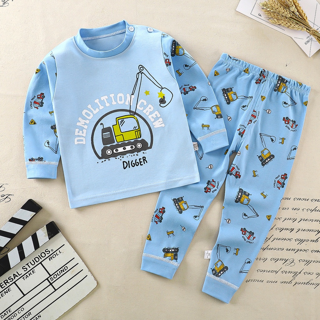 Bộ Đồ Ngủ Tay Dài Chất Cotton Thoải Mái Thời Trang Cho Bé Trai Và Gái 2288