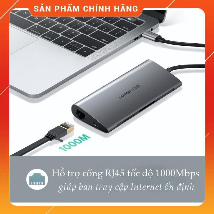 Bộ chuyển đổi USB Type-C sang VGA/Ethernet/Hub USB 3.0/Card SD/TF UGREEN 50539 dailyphukien