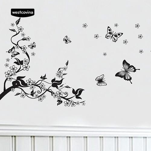 Miếng dán tường hình hoa và bươm bướm trang trí độc đáo