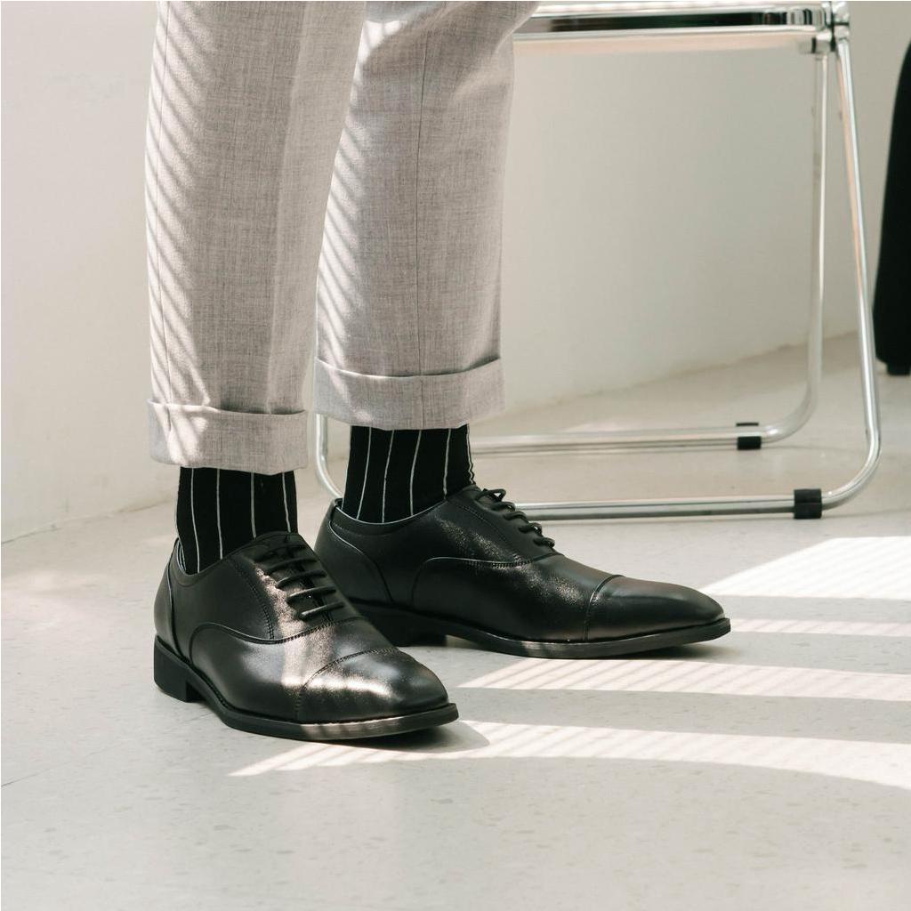 Giày Tây Oxford CapToe Da Thật - 2 Màu Nâu và Đen - Phiên bản mũi vuông - Đức Linh EZB148 EZB149