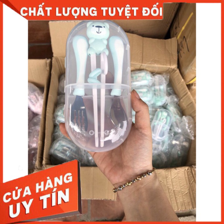 Sét đũa thìa dĩa inox Hàn Quốc cao cấp cho bé