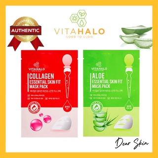 Mặt Nạ Hàn Quốc Vitahalo Essential Skin Fit Mask Collagen / Aloe -  Collagen / Nha Đam