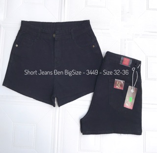 Quần Short Jean Nữ Bigsize Đen Tuyền Lưng Cao Co Dãn Mạnh