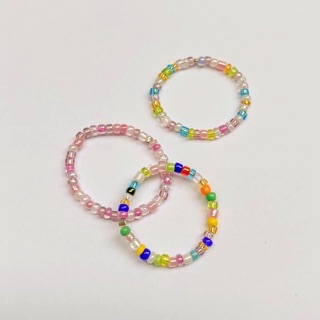 Nhẫn Hạt Cườm Handmade Phối Màu Rainbow