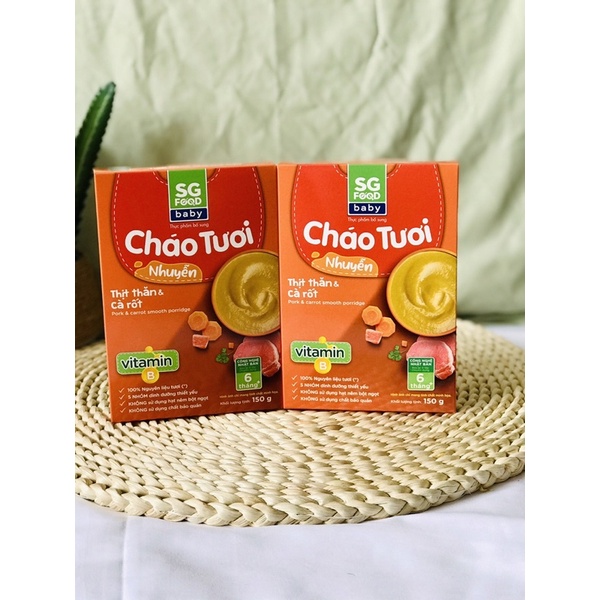 Cháo Tươi Nhuyễn SG Food, Cháo Ăn Dặm, Cháo Ăn Liền, Cháo Hạt Vỡ, Cháo Dinh Dưỡng cho bé ăn dặm từ 6m, 10m
