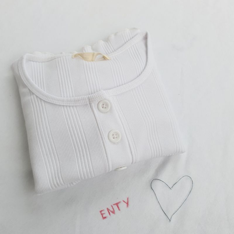 Áo 7 cúc croptop tay dài cuốn biên len quảng châu - A3C77
