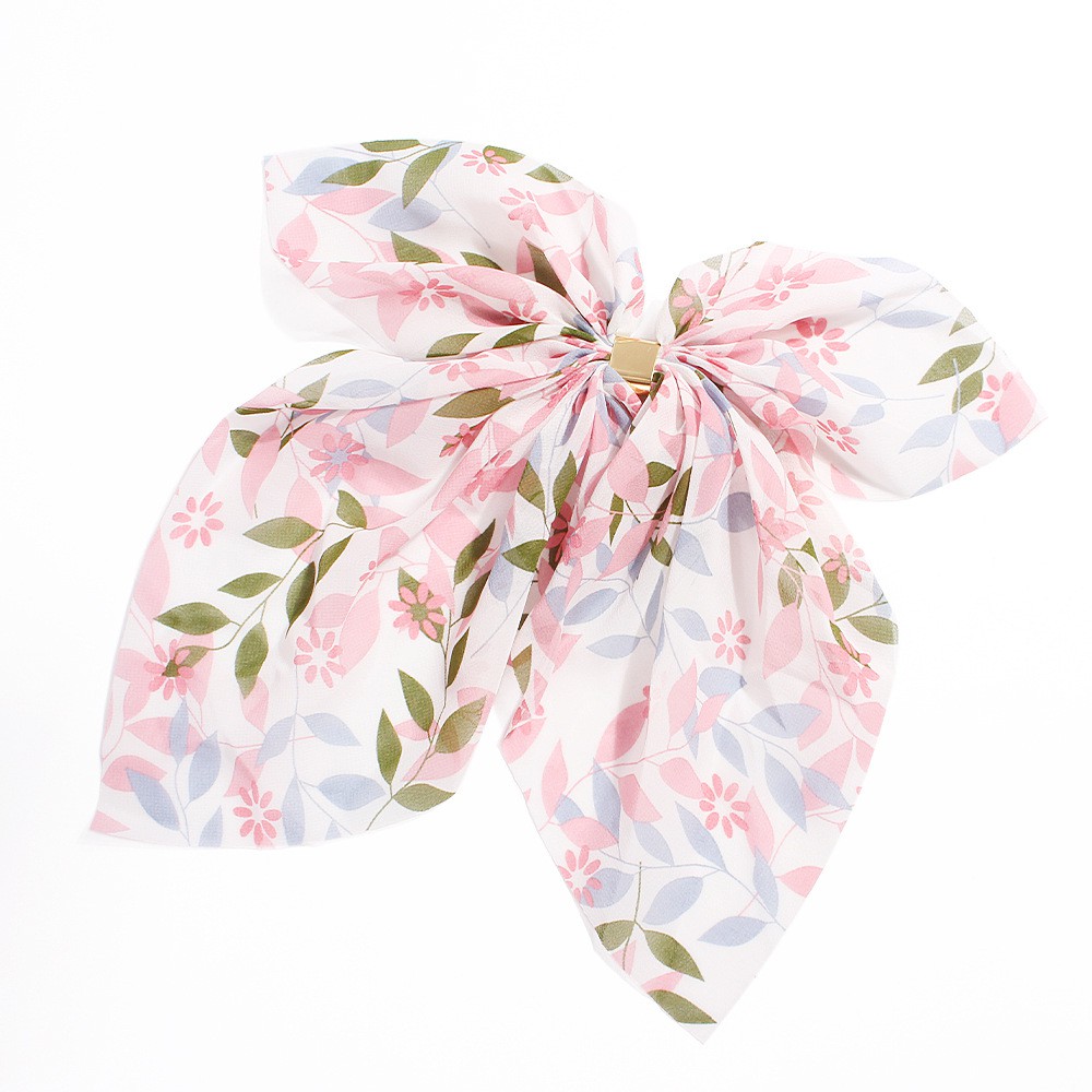 Dây buộc tóc đuôi ngực hình nơ voan cỡ lớn phối khóa màu vàng thời trang cho nữ C192-B