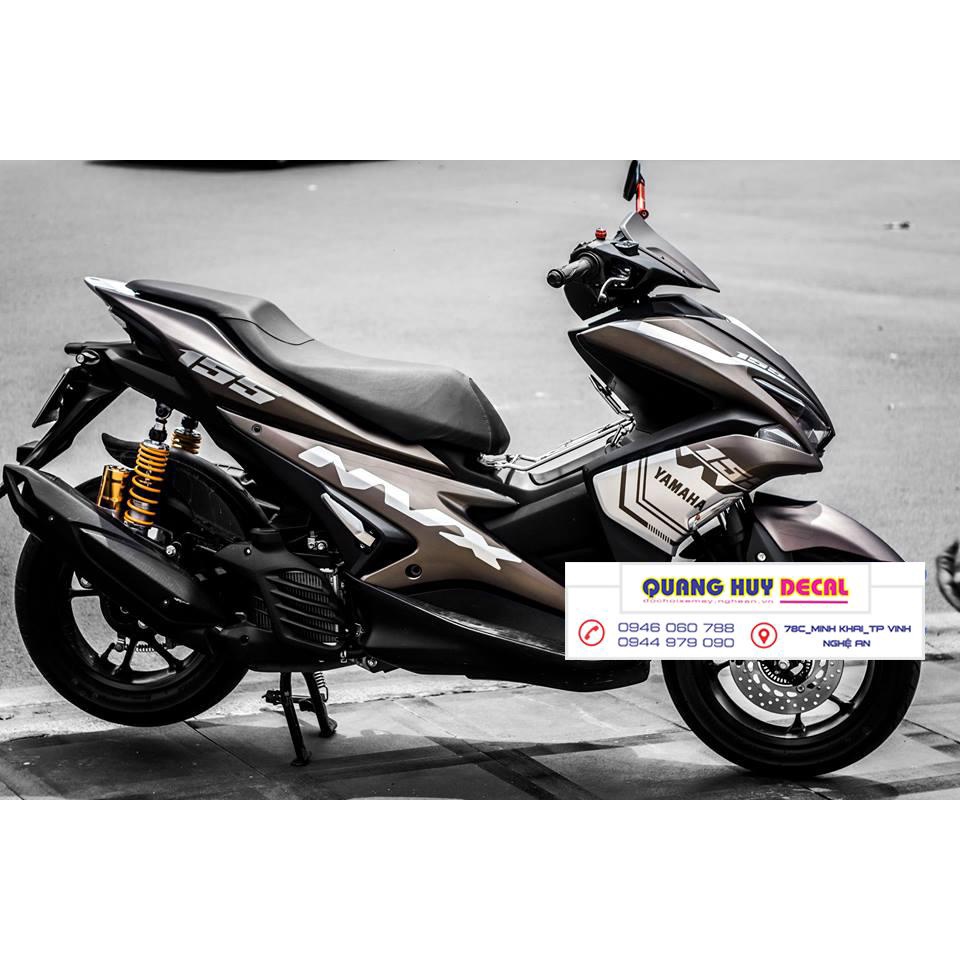 Tem trùm xe máy NVX độ xám chì thiết kế Yamaha racing sang trọng - chế tem xe máy NVX thiết kế theo yêu cầu - Tem xe máy