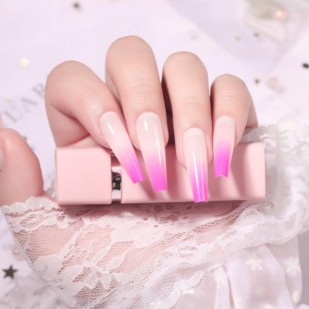 ❈BEAUTY❈ 24pcs/Set Detachable Fake Nails Acrylic Full Cover False Nail Tips Long Coffin DIY Manicure Ballerina Beauty Tools Gradient Colorful