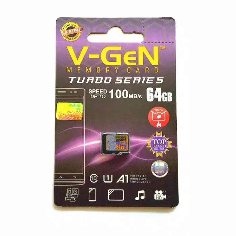 Thẻ Nhớ V-gen 64gb Class 10 Tốc Độ 100mb / S Turbo Series 100%