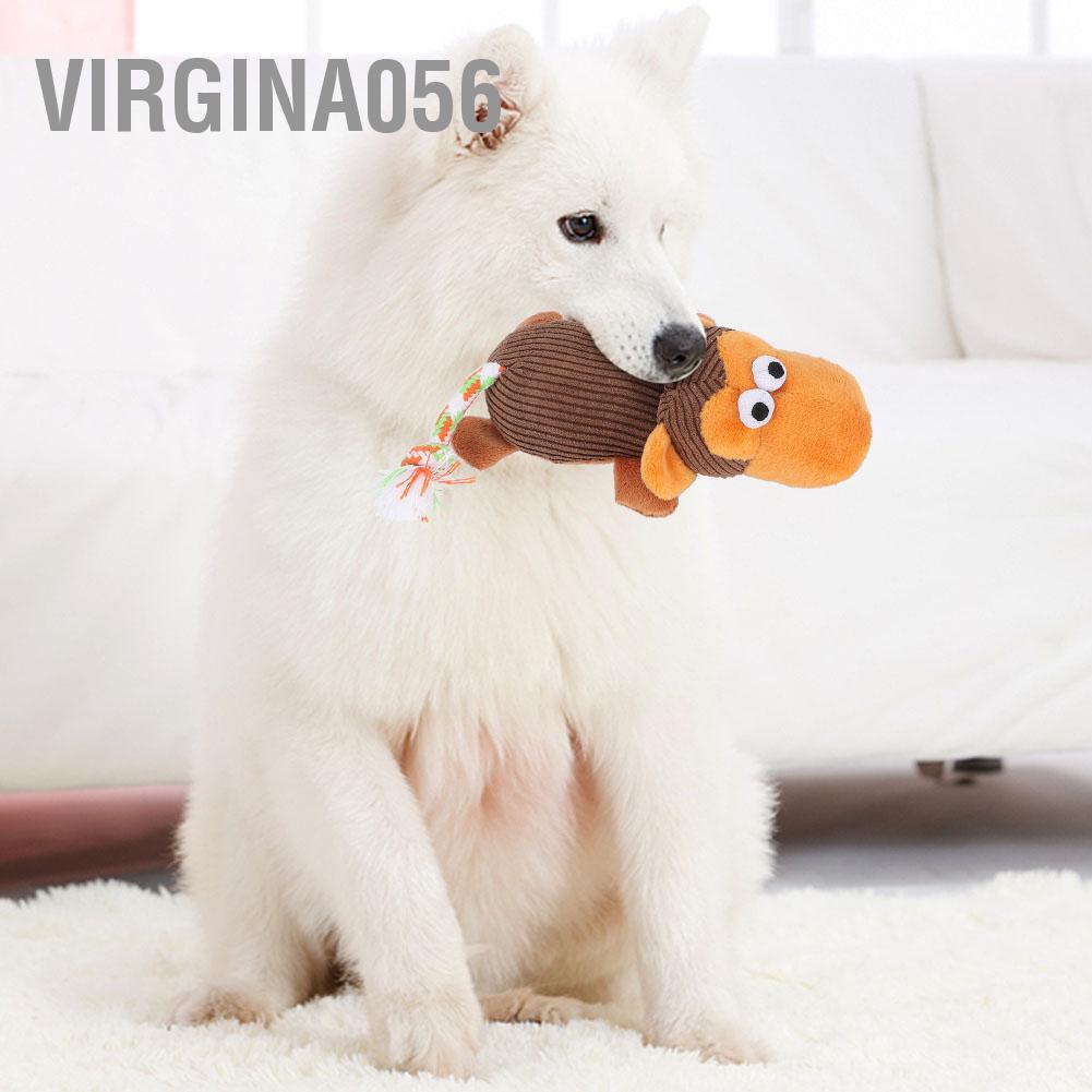 Virgina056 2PCS/Set Pet Dog Squeak Chew Toy Soft Plush Duck Monkey Sound Toys