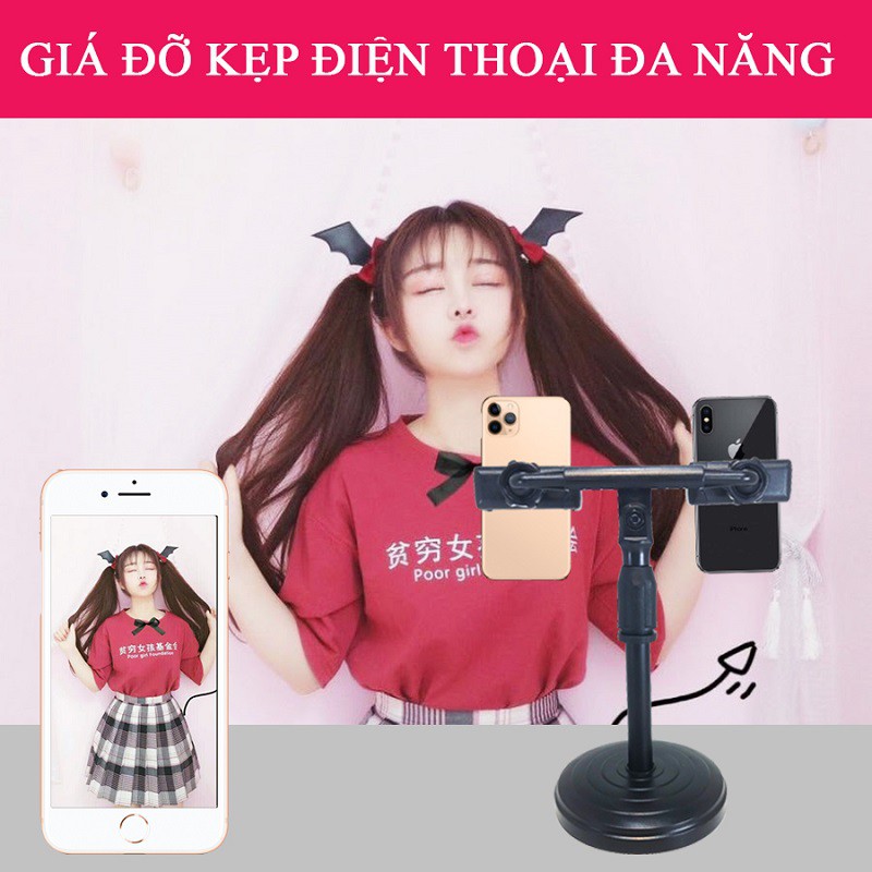 Giá đỡ kẹp điện thoại hỗ trợ livestream, quay phim nhiều máy cùng lúc