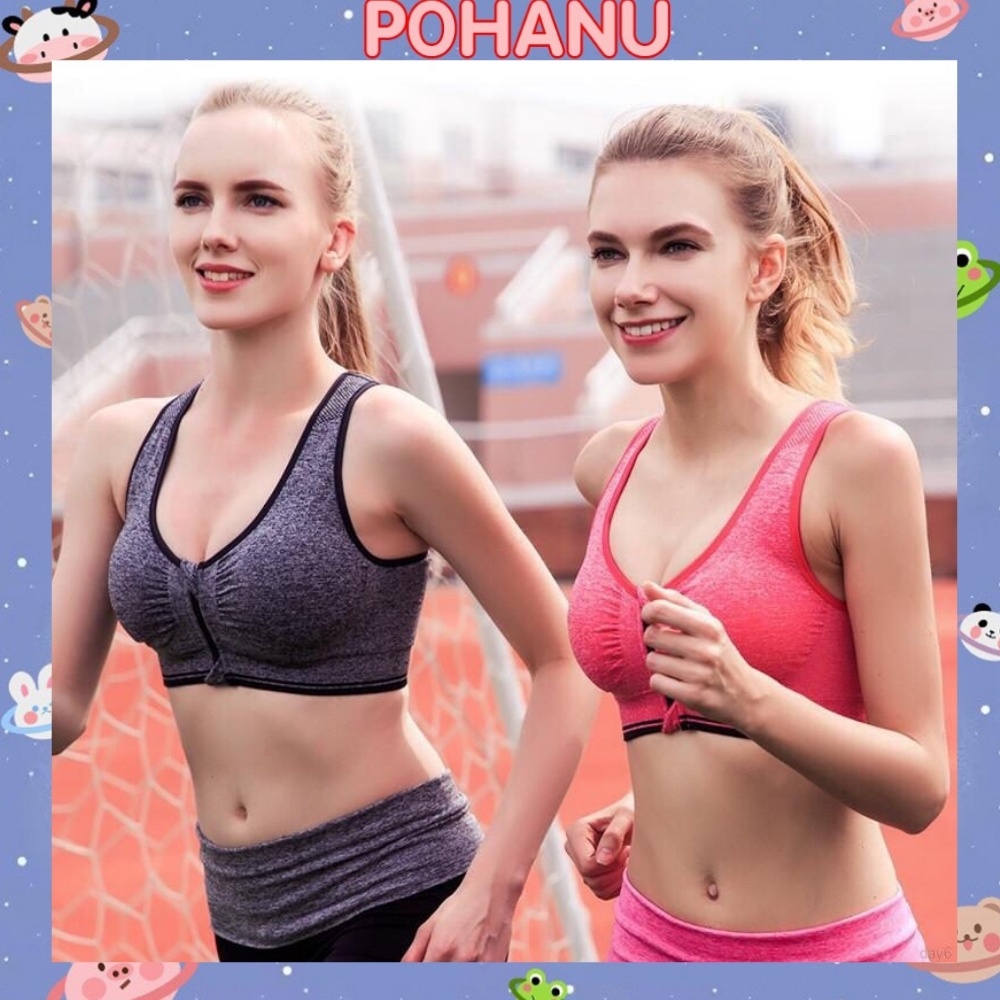 Áo ngực gym Pohanu áo tập thể thao nữ khóa kéo có mút đệm cao cấp BT63