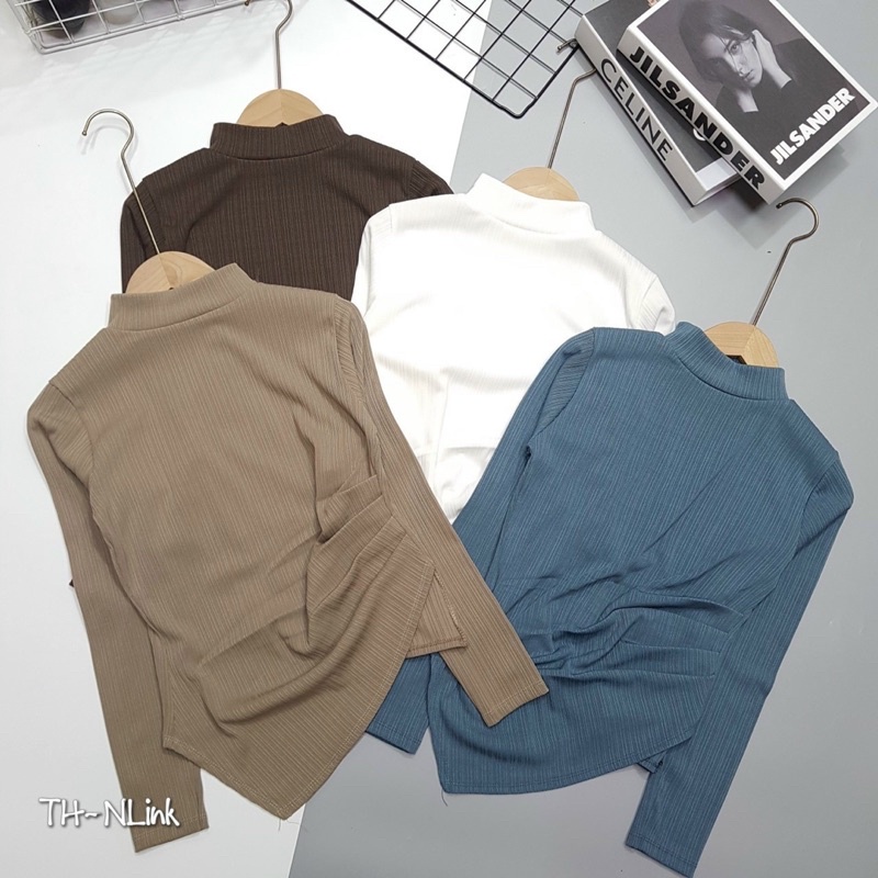 ✓●❍Áo kiểu vạt nhọn lệch cổ 3P, thun tăm dáng ôm dài tay cao AK1392 - NhiNhi Shop | BigBuy360 - bigbuy360.vn