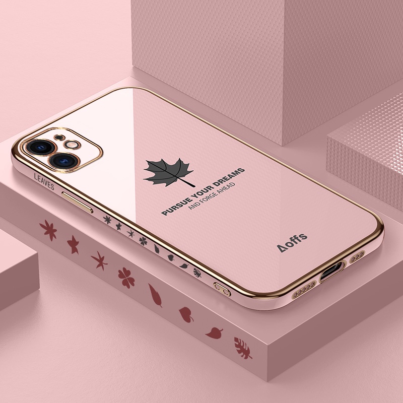 Ốp điện thoại Koosuk mạ in lá phong mặt hông thời trang cho iPhone 12 11 Pro Max