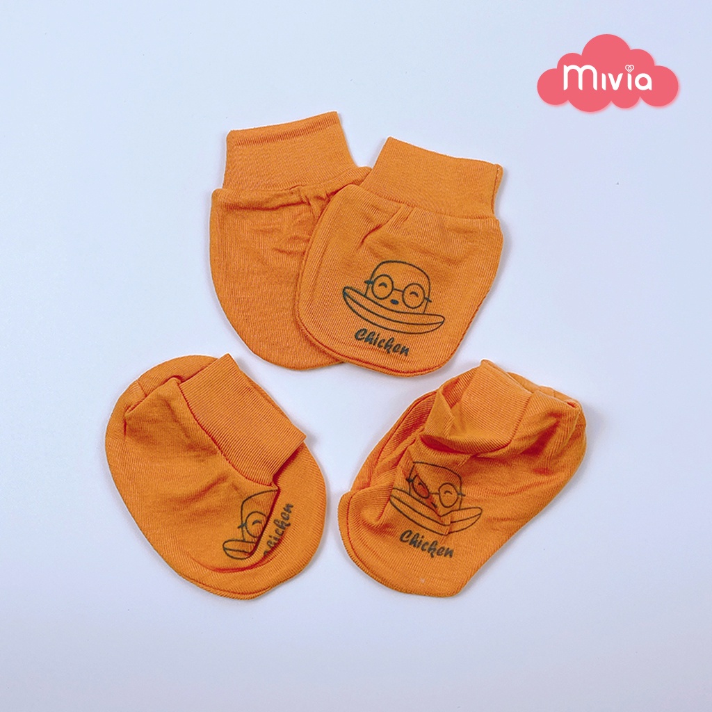 Bao tay bao chân cho bé sơ sinh, set bao tay chân cho bé Cotton