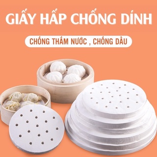 Gói 100 Tờ Giấy Nến Đục Lỗ Tròn Dùng Cho Nồi Chiên Không Dầu, Lót Xửng Hấp, Thấm Dầu Ăn Size 22cm