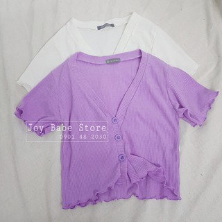 Áo croptop ôm body đính cúc xinh xắn 💜 sớ thun gân xịn mịn, style điệu đà pha chút mong manh áo kiểu Ulzzang CRON 57 -4B