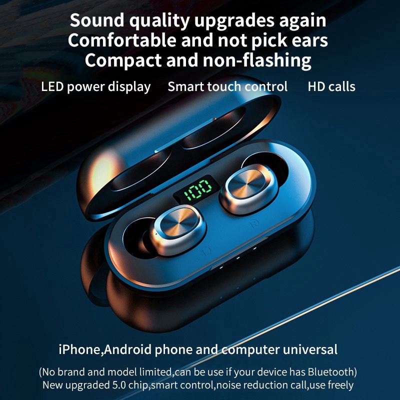 Tai Nghe Chống Ồn B5 TWS Bluetooth 50 Âm Thanh Nổi Có Hộp Đựng Có Màn Hình 3D Kỹ Thuật Số