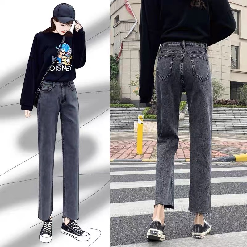 Quần TOPSHOP XÁM nữ rách đùi - Quần skinny jean ôm nữ xám HOT TREND  lưng cao quảng châu gấu tua co dãn FREESHIP