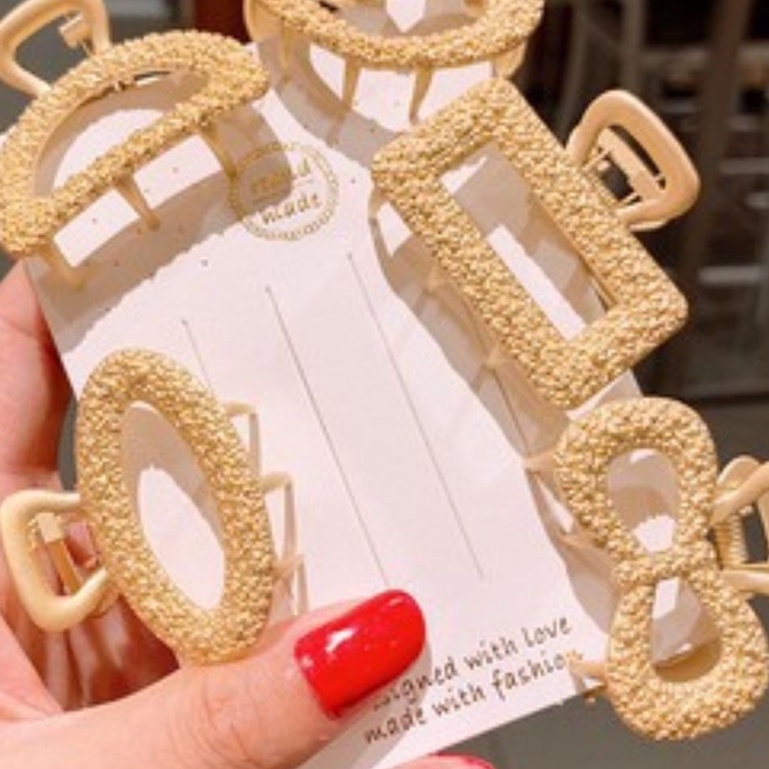 [SET 5- #Cặp_tóc_càng_cua]Kẹp/buộc/cột tóc màu vàng trơn kiểu dáng thanh lịch phong cách Hàn Quốc cho nữ  𝗚𝗜𝗔𝗗𝗨𝗡𝗚𝗛𝗔𝗡𝗢𝗜𝟯𝟵