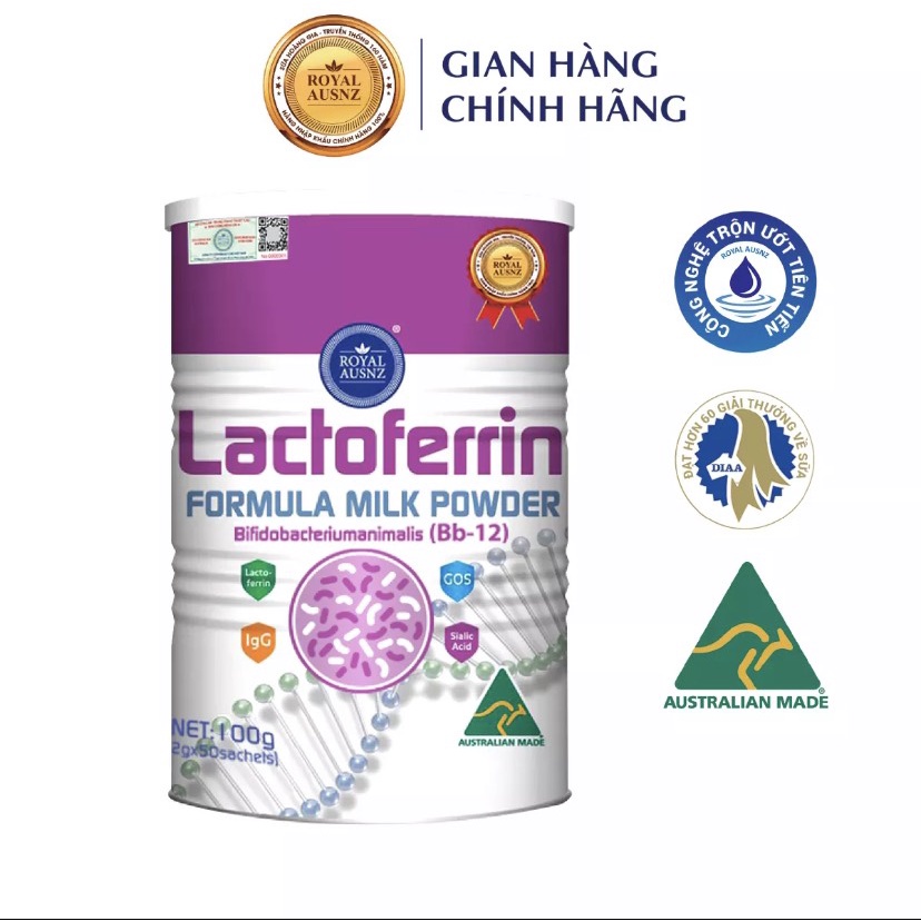 Sữa Bột Hoàng Gia Úc Lactoferrin Formula Milk BB-12 ROYAL AUSNZ Tăng Cường Hệ Miễn Dịch Cho Trẻ  100g