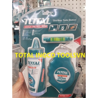 Thước búng mực bật mực TOTAL THT661301 30m , phấn vẽ đường thẳng dễ dàng tẩy xóa, tốc độ tua nhanh tặng kèm 1 thước đo