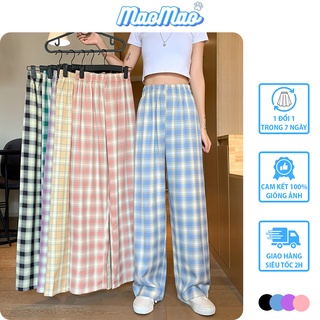 Quần Caro Ống Rộng Maoshop vải dày dặn tôn dáng, Quần kẻ sọc caro ống rộng ulzzang phong cách Hàn Quốc Q02