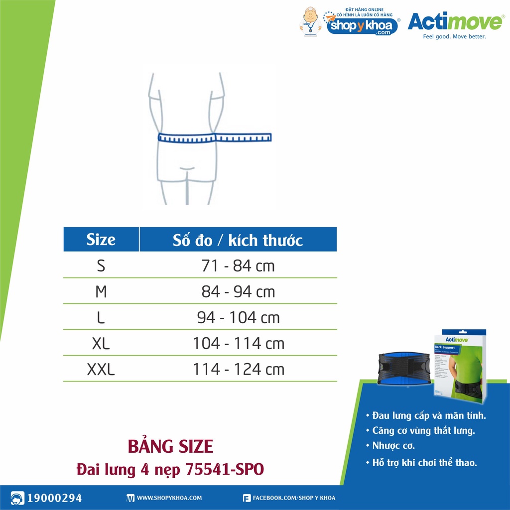 [CÓ QUÀ TẶNG] Đai lưng 4 nẹp 75541-SPO Actimove Back Support