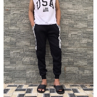 Quần Jogger Nam Phối Sọc Lửng