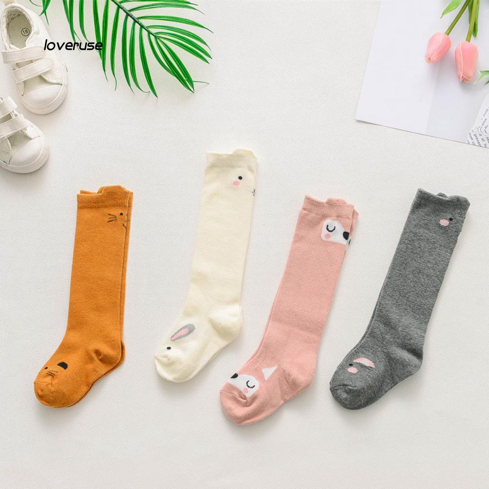 Đôi vớ cotton cao cổ in họa tiết hoạt hình ngộ nghĩnh dành cho các bé