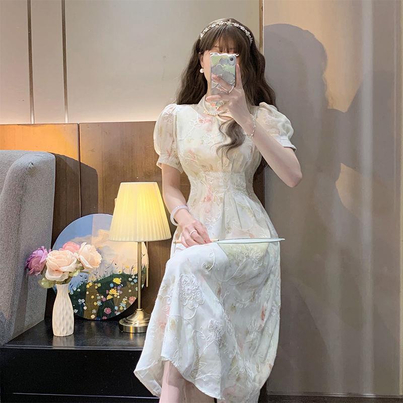 Đầm Sườn Xám Cách Tân Cổ Đứng Nhấn Eo Phong Cách Trung Hoa Dành Cho Nữ