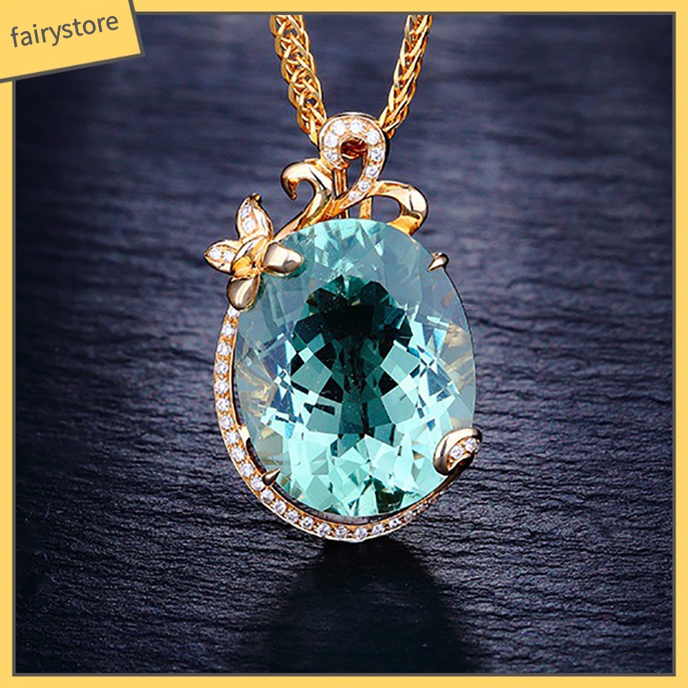 Dây Chuyền Mặt Hình Oval Đính Đá Sang Trọng Cho Nữ