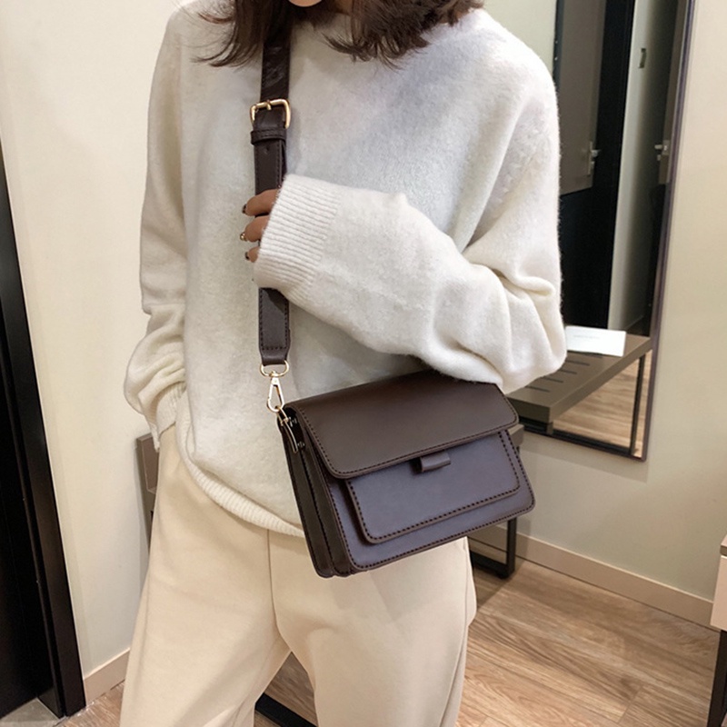 Túi Đeo Chéo Hình Vuông Nhỏ Màu Sắc Trơn Phong Cách Hàn Quốc Cho Nữ