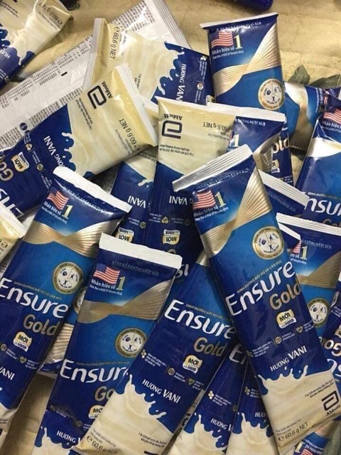 [Mã GROSALE1 giảm 8% đơn 500K] Sữa Ensure Gold gói 60,6g mẫu mới HMO Date mới hương Vani Và Vani Ít ngọt