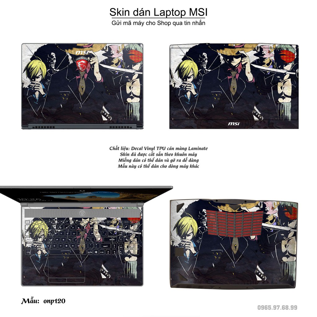 Skin dán Laptop MSI in hình One Piece nhiều mẫu 13 (inbox mã máy cho Shop)
