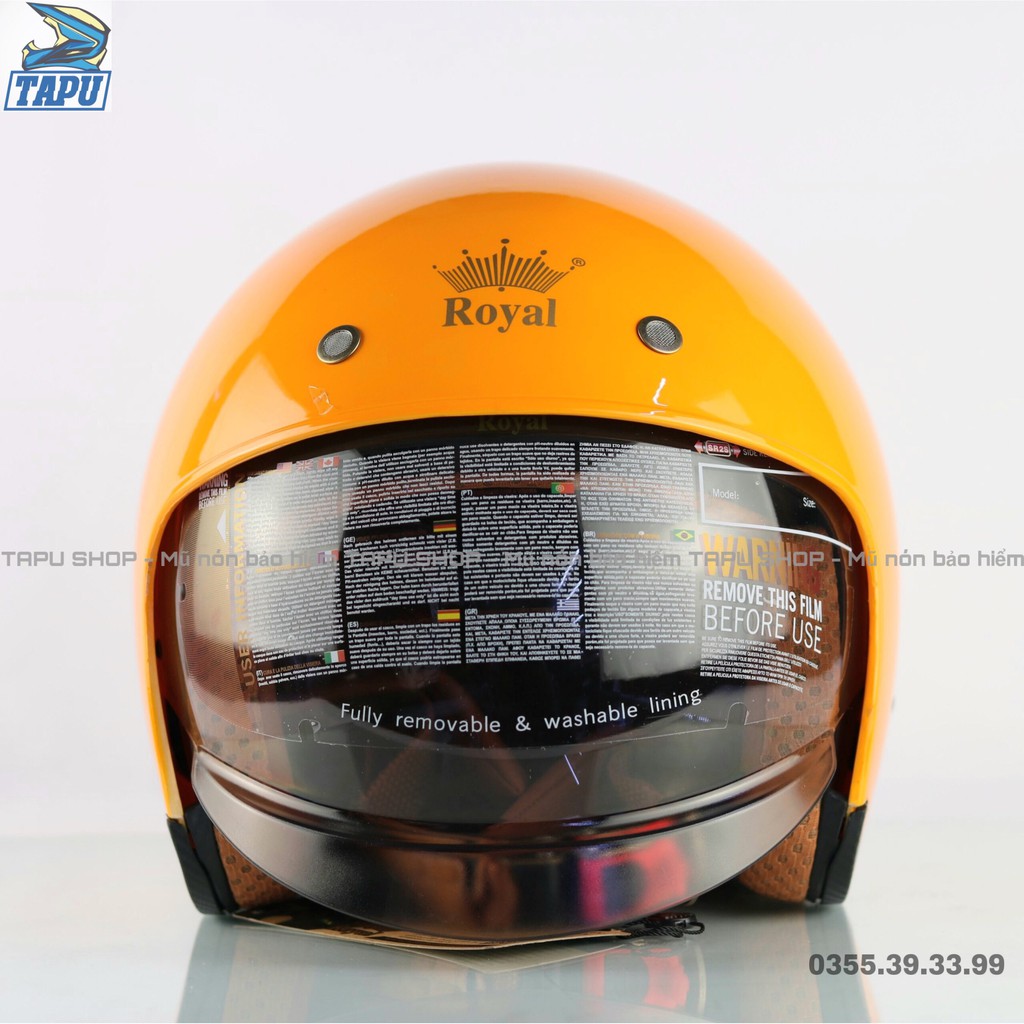 [CHÍNH HÃNG] MŨ BẢO HIỂM 3/4 ROYAL M139 KÍNH ÂM VÀNG CAM TRƠN