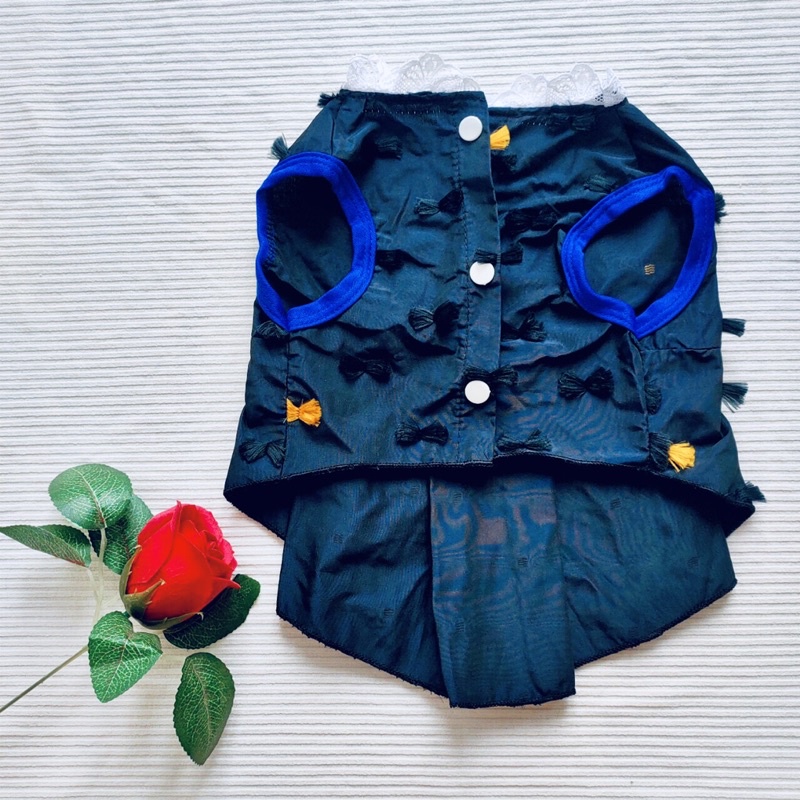 Đầm đen hoạ tiết kèm nơ thời trang dành cho thú cưng, Quần áo chó mèo LaLi Petfashion