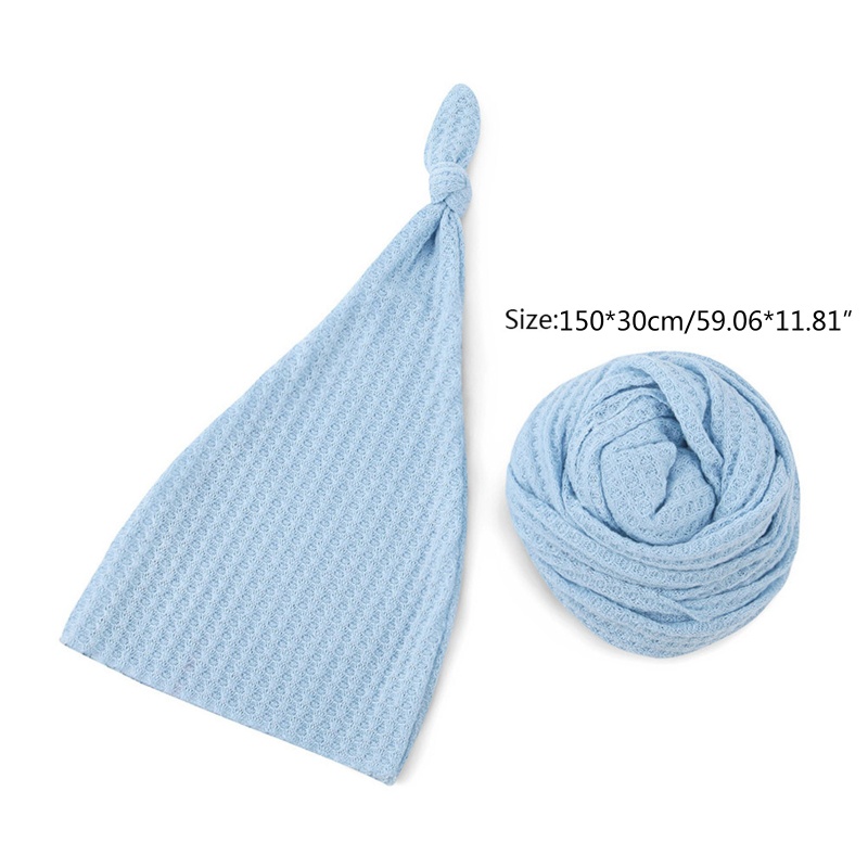 Set khăn quấn và mũ mềm dùng làm phụ kiện chụp ảnh cho bé sơ sinh