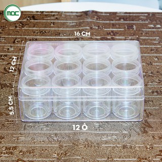 Hộp đựng charm, đựng trang sức , đựng đá , đựng phụ kiện size 16x12x5,5cm chất liệu mica 12 hũ