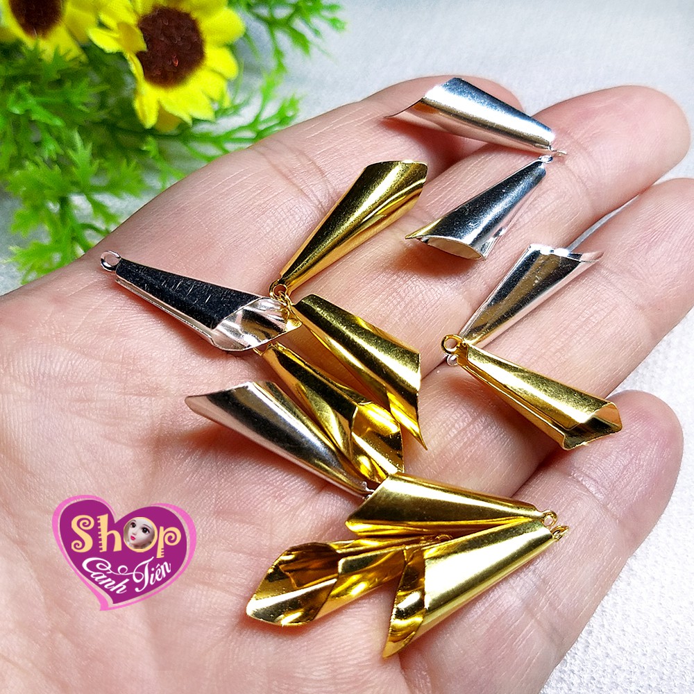 Phụ kiện Trang sức - 20 Cánh hoa Kim loại Vàng, Bạc, Đồng có móc làm Trang sức Cổ trang