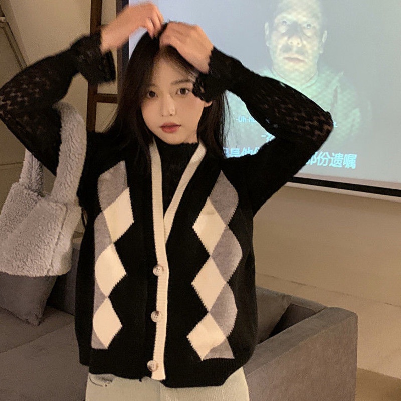 Áo len nữ không tay cổ chữ V thời trang Hàn