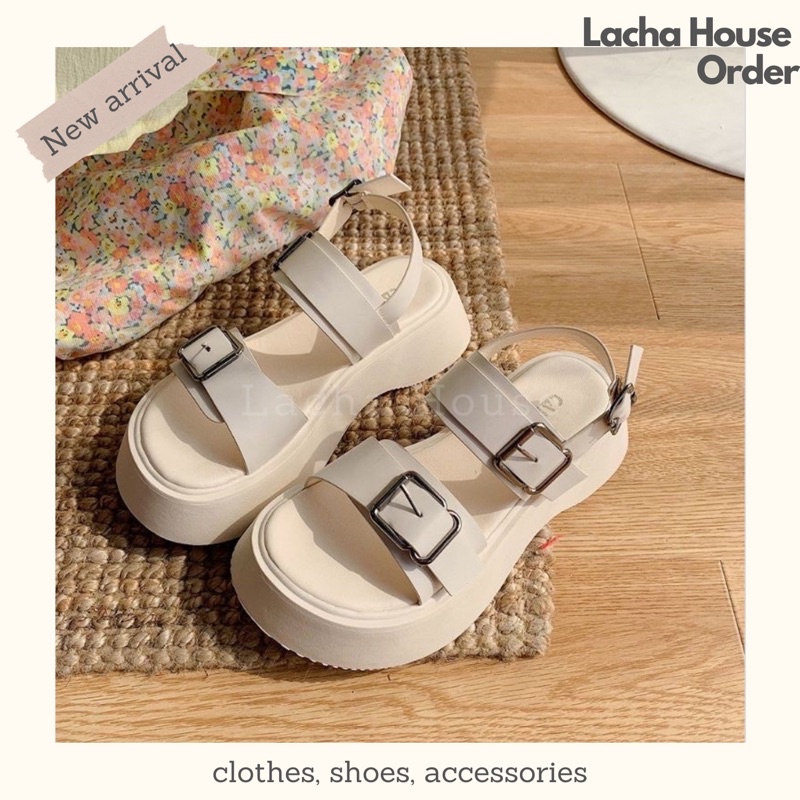 SD2 Dép Sandal Bánh Mì Đế 4cm Hàn Quốc [ORDER 36-38 TRẮNG]