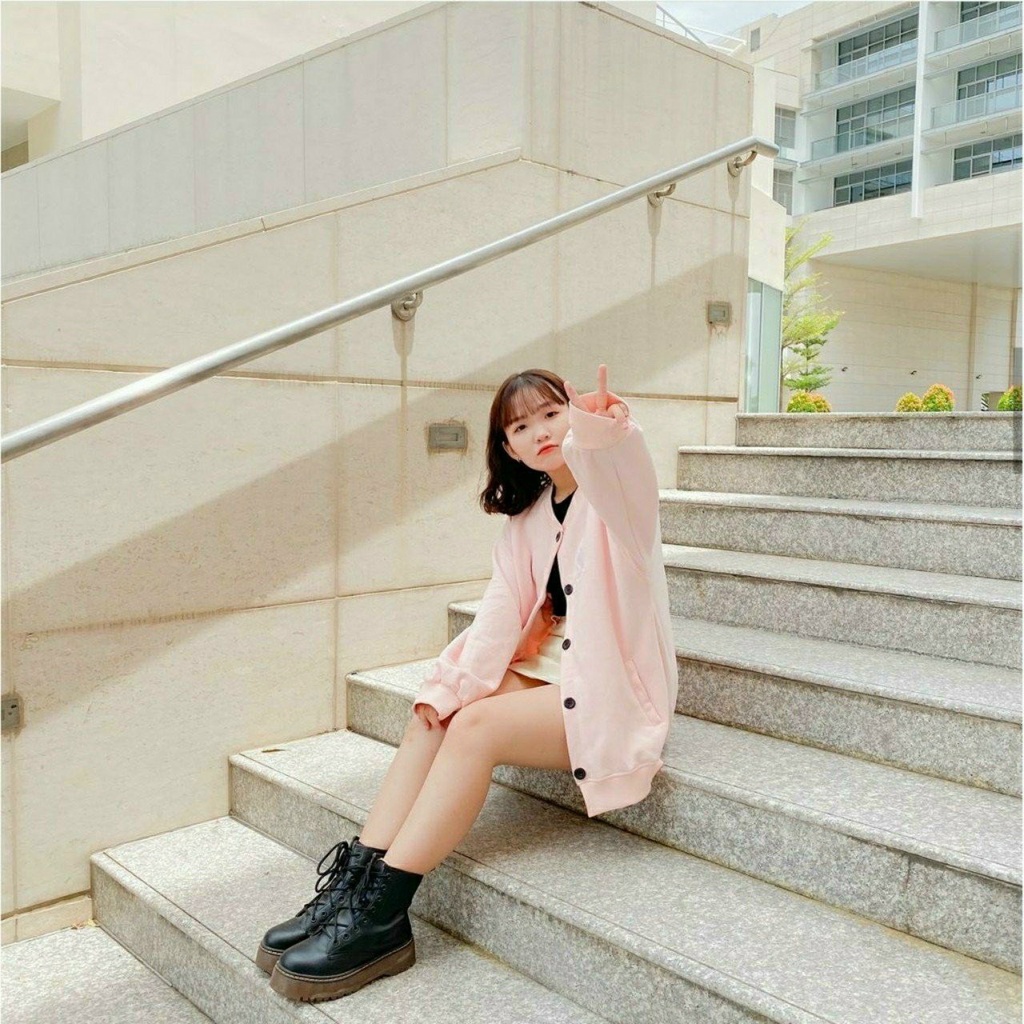 Áo khoác nỉ Cardigan Thêu TYM NÚT form rộng Áo Cardigan nỉ ulzzang Cá Tính Unisex AKN44 Guvia