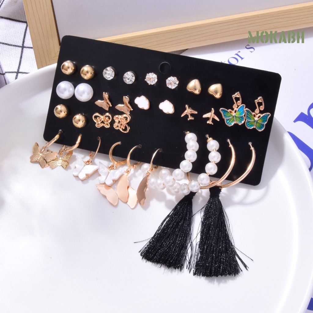 1 Bộ Khuyên Tai Tua Rua Dài Đính Ngọc Trai Giả Phong Cách Bohemian