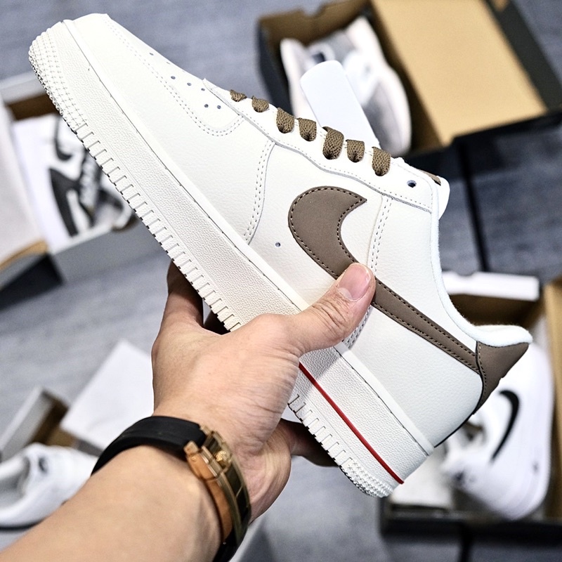 Giày Af1 vệt nâu, Air Force 1 Custom nâu trắng bản mới, cao cấp nhất