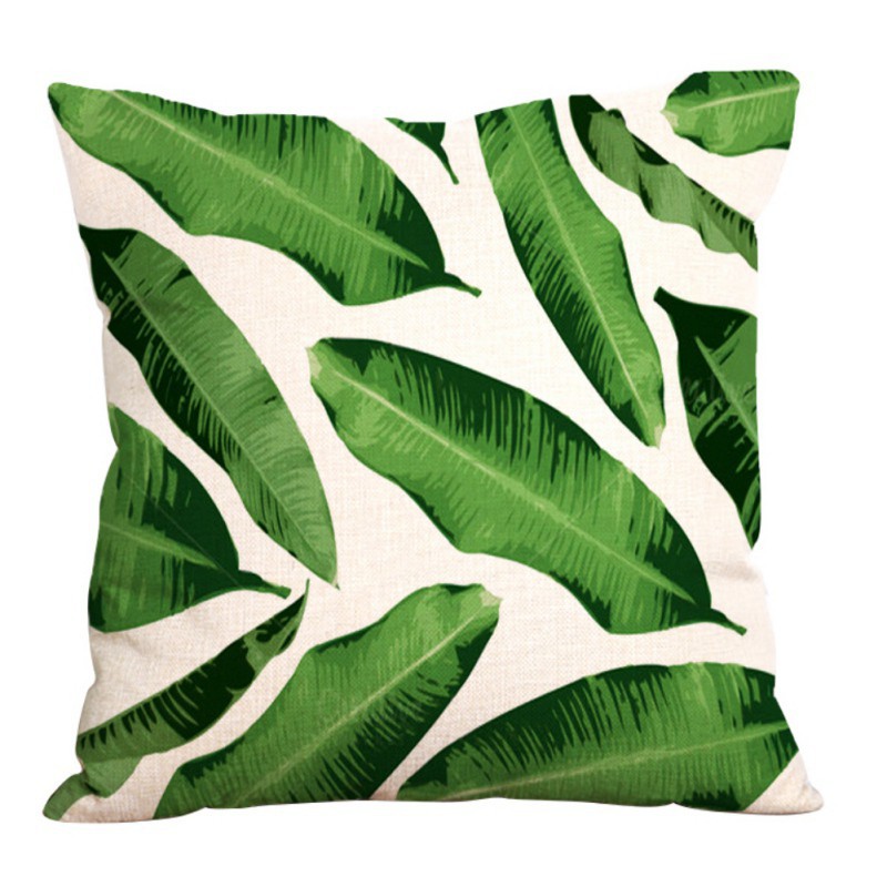 Vỏ gối vải linen họa tiết cây cối nhiệt đới