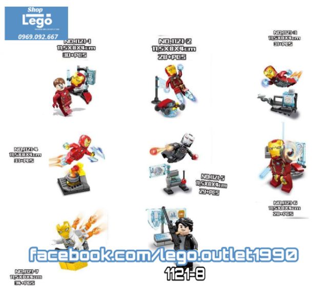 Xếp hình Người sắt Iron man Tony Stark Avengers Marvel nhà máy Lego Minifigures SY1121