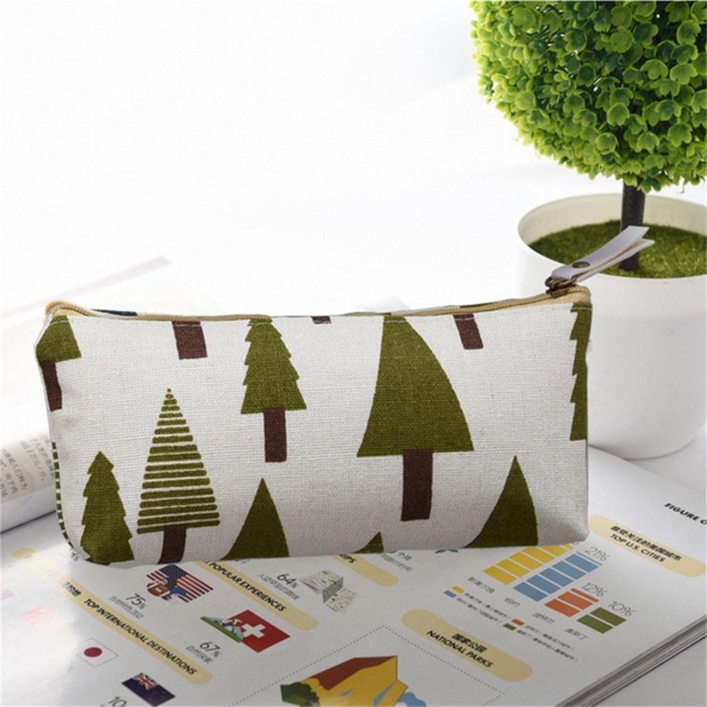 Túi Đựng Bút Chì / Mỹ Phẩm Bằng Vải Bạt Màu Đen Đơn Giản Dùng Làm Quà Tặng Cho Học Sinh Ốp